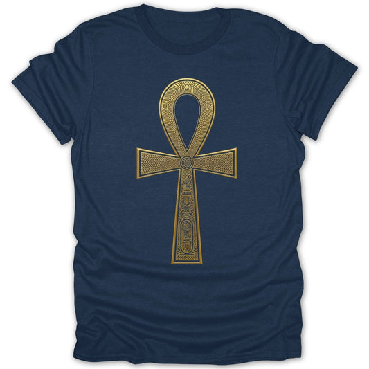 Golden Hieroglyphic Egyptian Ankh Tee - Zion Threadz