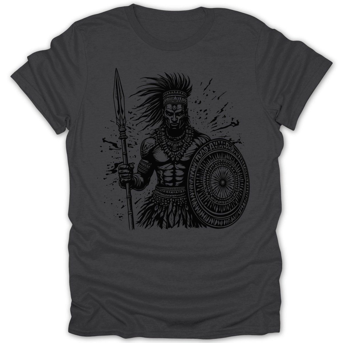 Tribal Warrior With Spear And Shield Tee - Zion Threadz