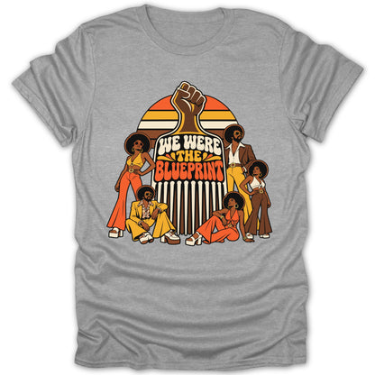 Retro artwork of people and text that reads "We Were The Blueprint".