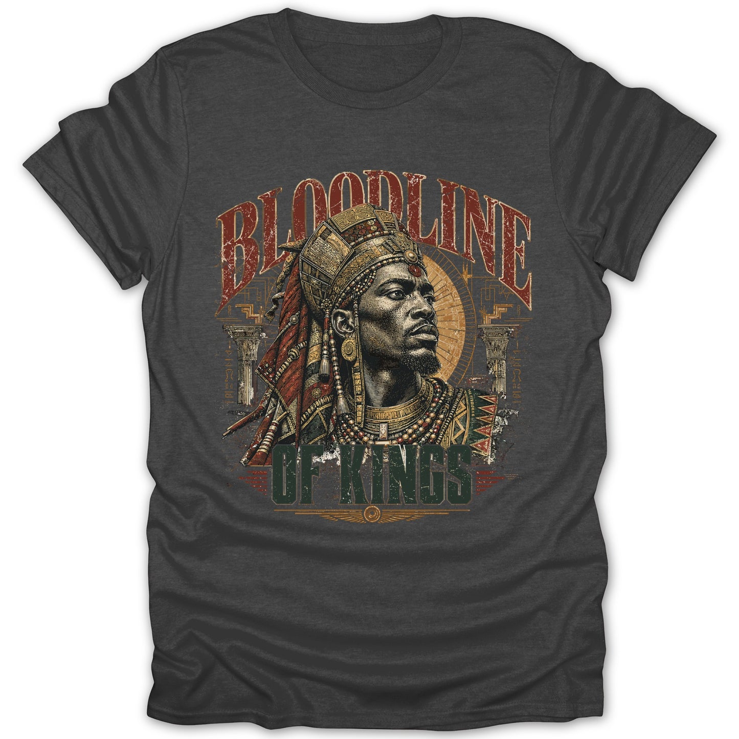 "Bloodline of Kings" text over portrait of a man in ornate headdress.