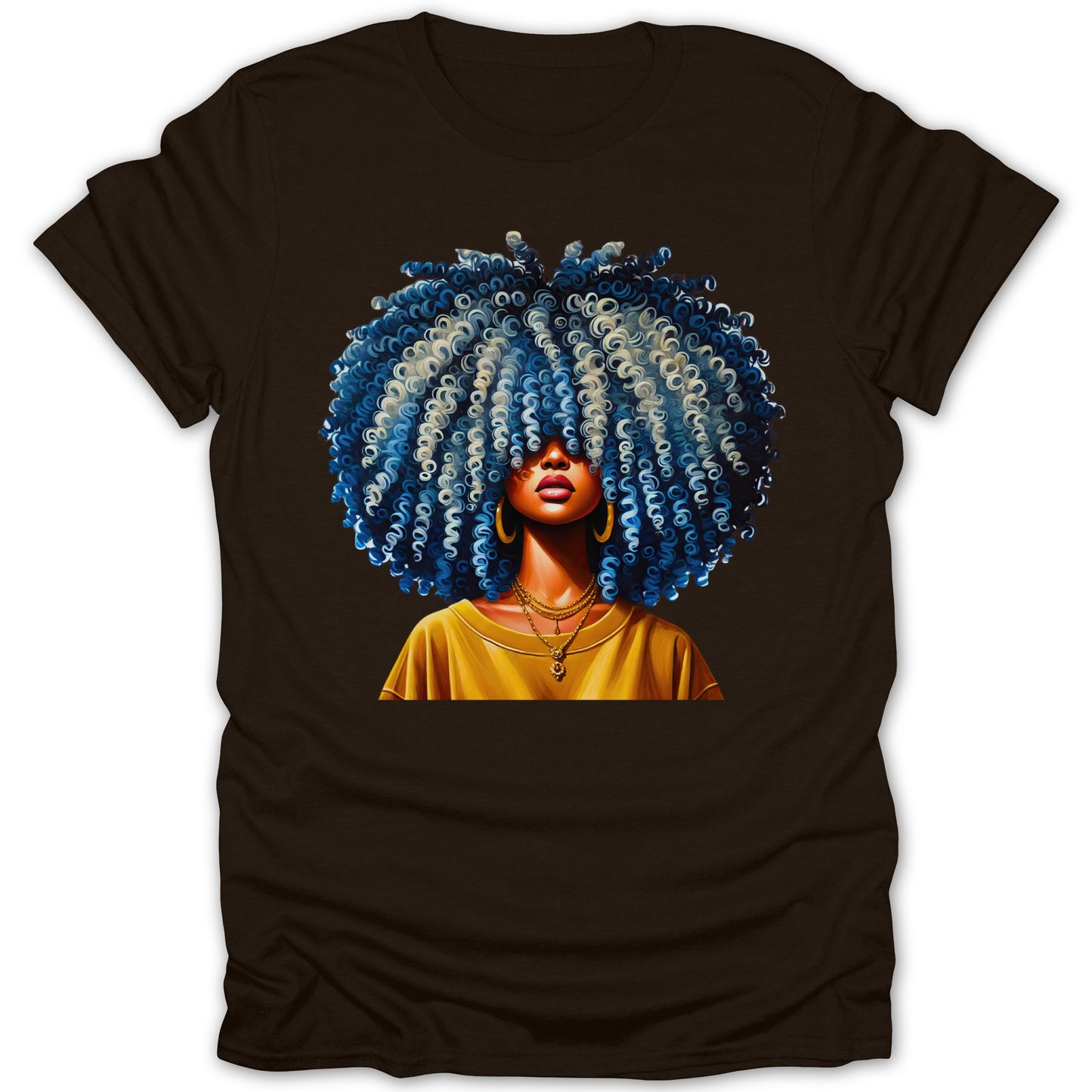 Blue Afro Woman Graphic Art T-Shirt product type