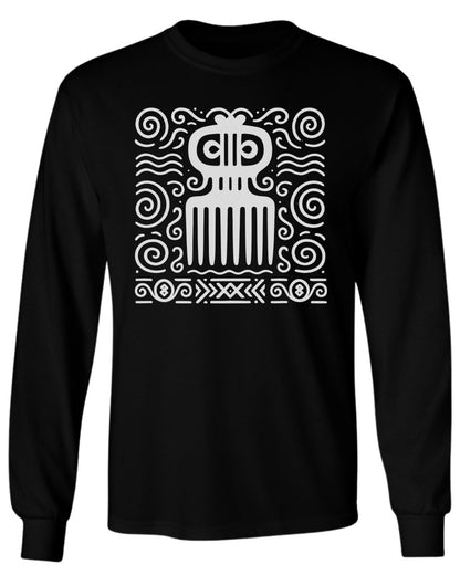 Adinkra Comb Pattern Long Sleeve Tee - Zion Threadz