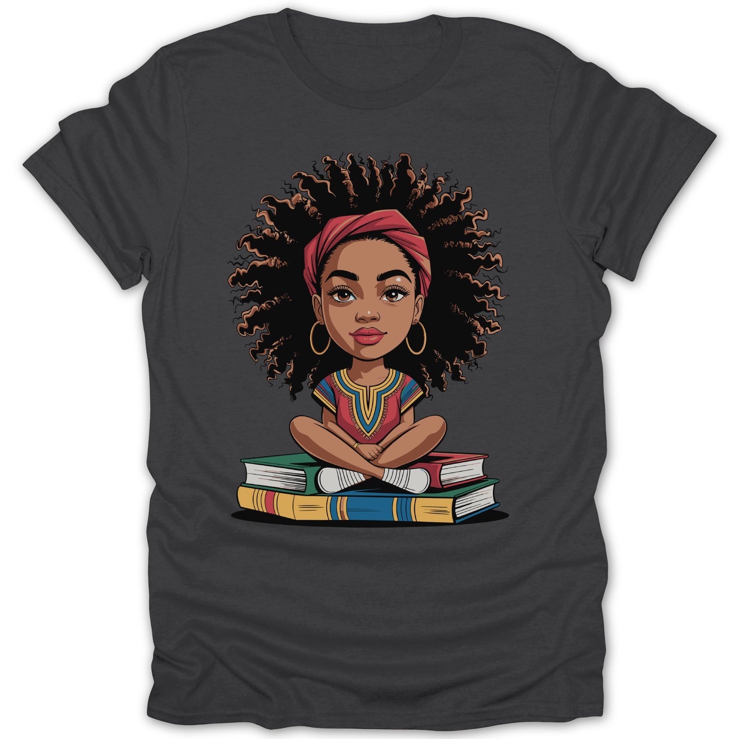 Afro Girl Reading Books Graphic T-shirt Product