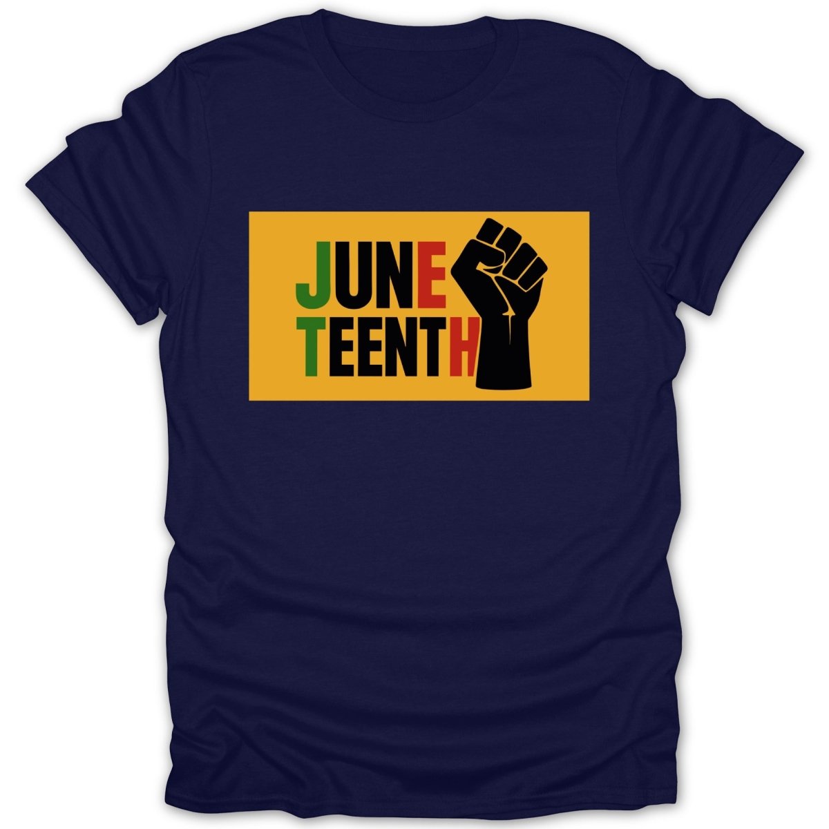 Juneteenth Gold Banner Fist Tee - Zion Threadz