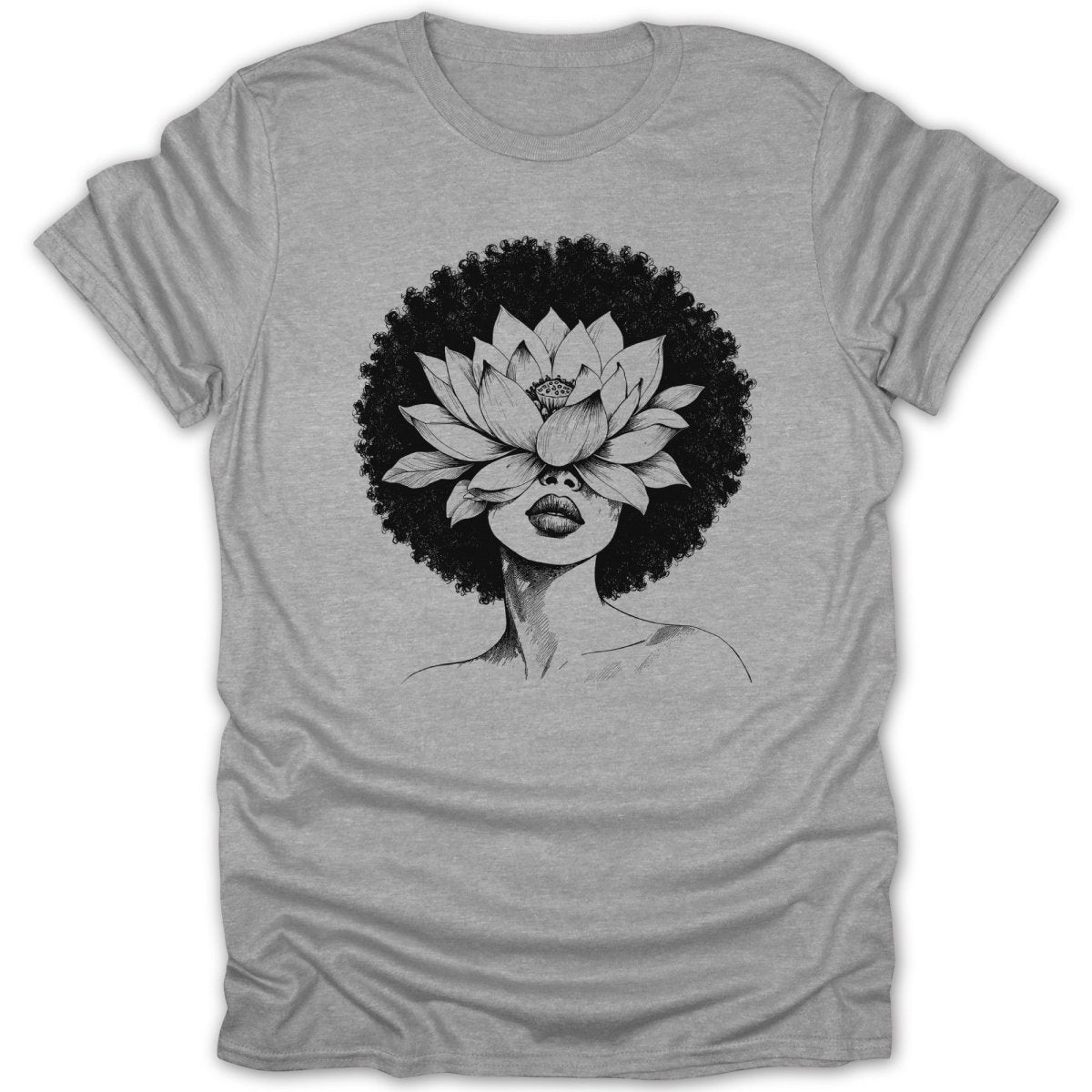 Afro Woman Lotus Flower Tee - Zion Threadz