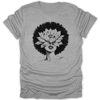 Afro Woman Lotus Flower Tee - Zion Threadz