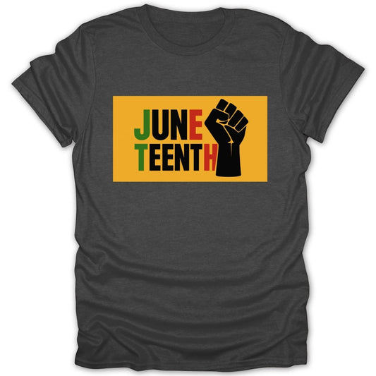 Juneteenth Gold Banner Fist Tee - Zion Threadz
