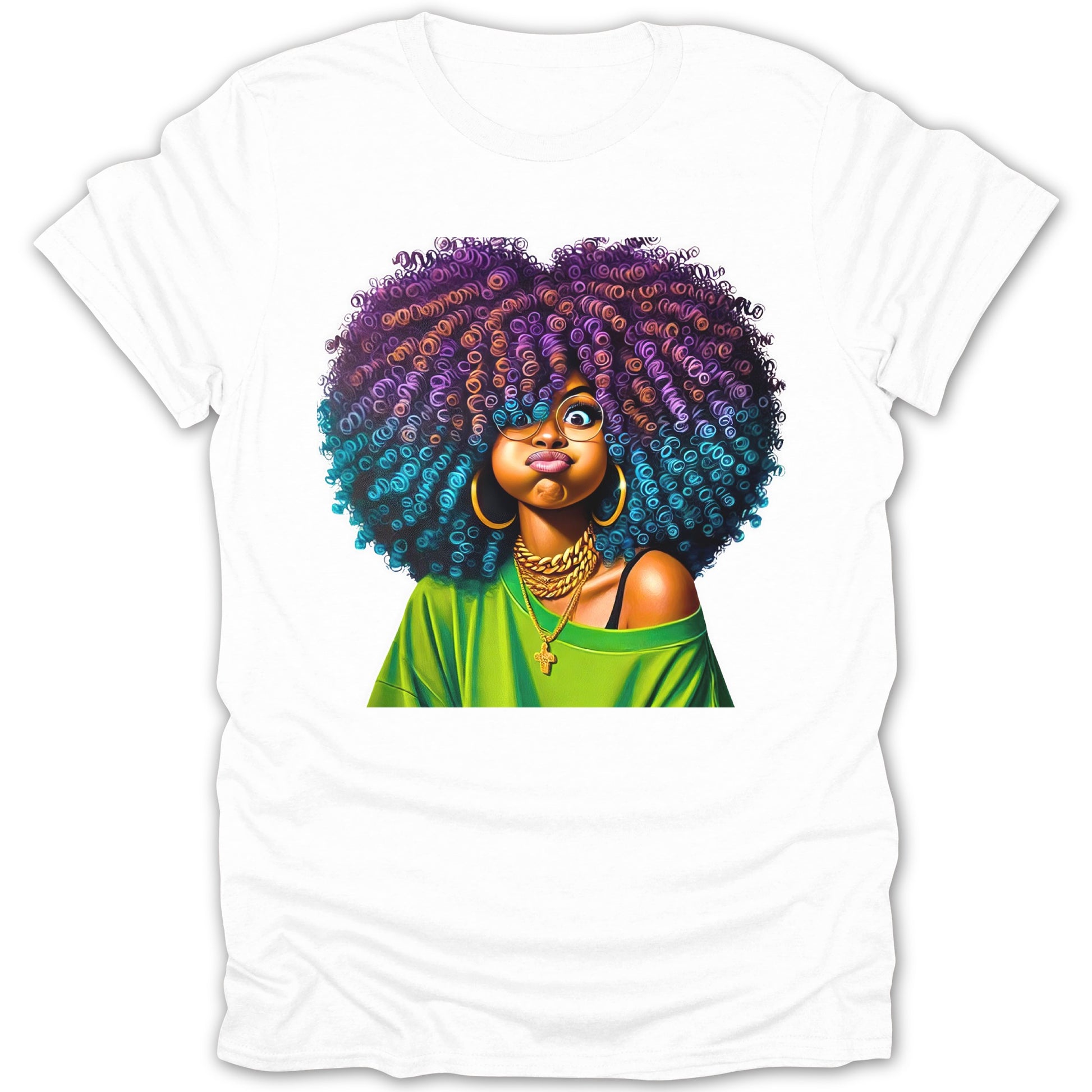 Funky Purple Curls Afro Woman Tee Shirt product