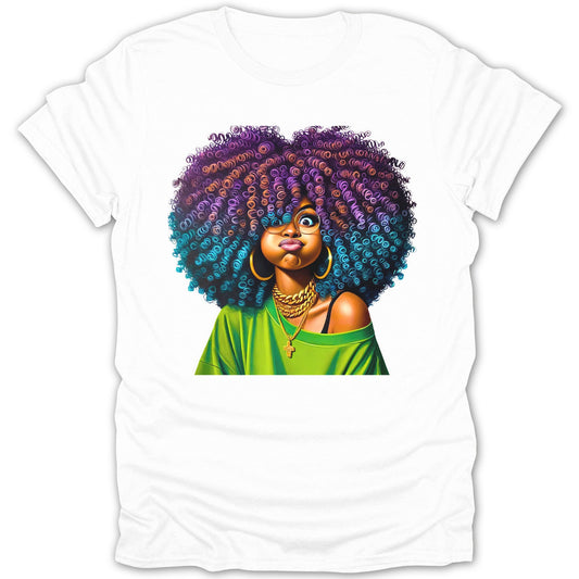Funky Purple Curls Afro Woman Tee Shirt product