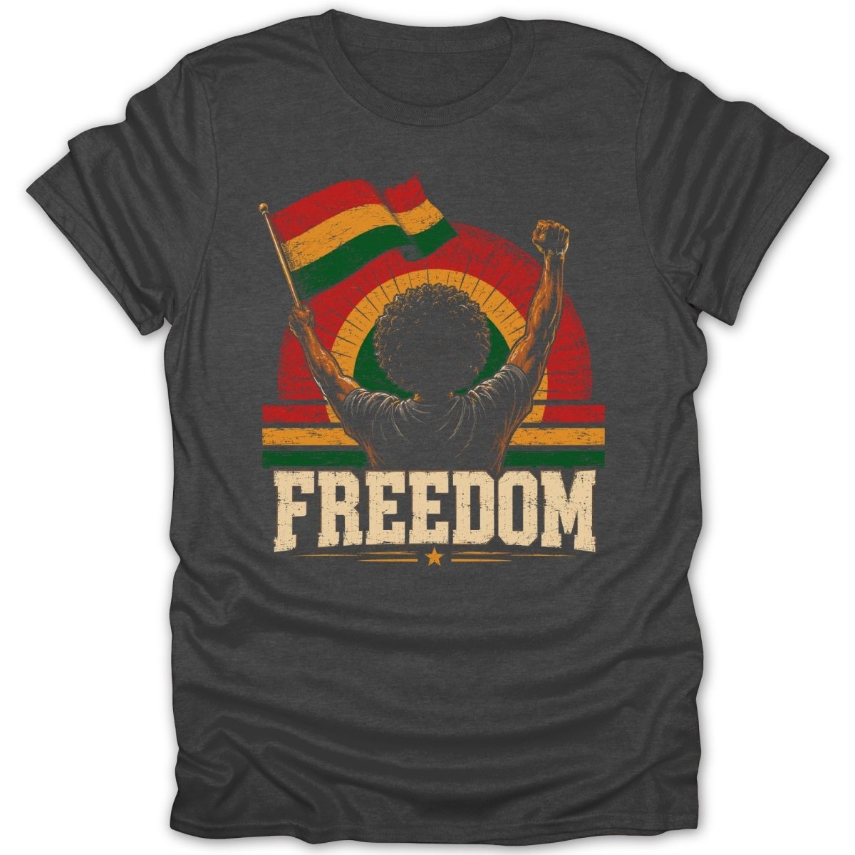 Juneteenth Freedom Raised Flag Tee - Zion Threadz