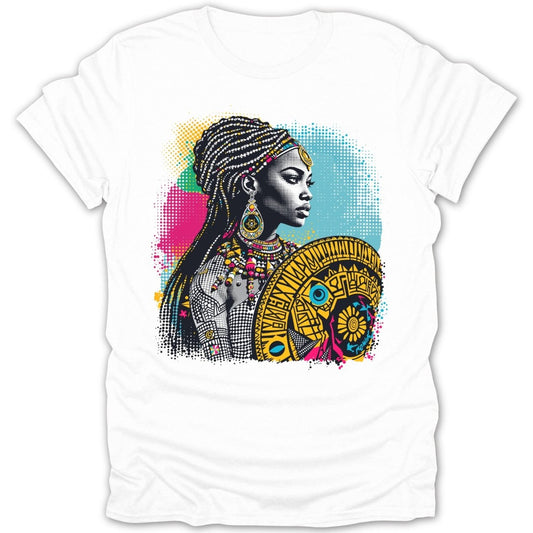 African Queen Shield Artistic Colorful Tee - Zion Threadz