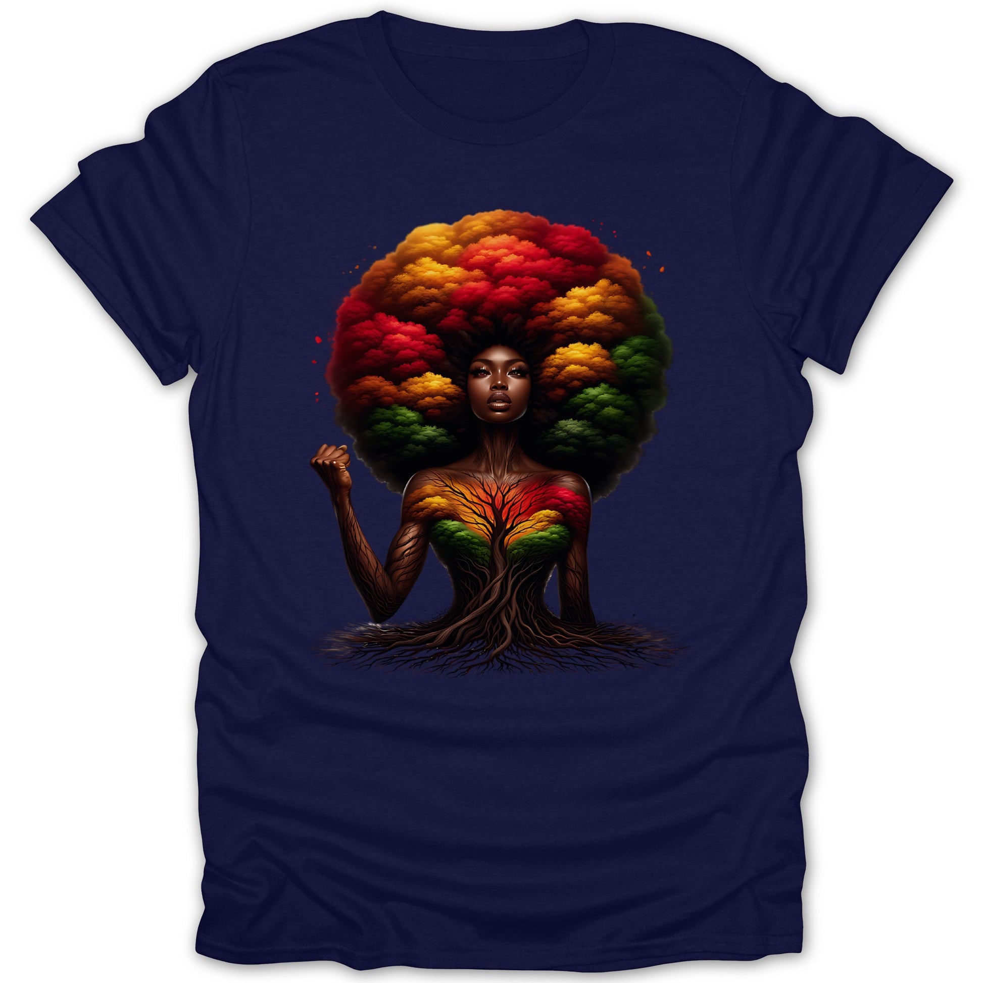 Afro Tree Girl with Colorful Tree T-Shirt product type