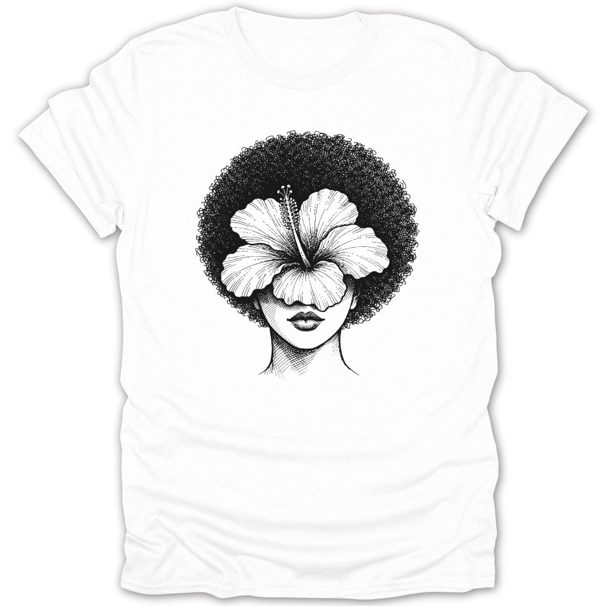 Afro Woman Hibiscus Tee - Zion Threadz