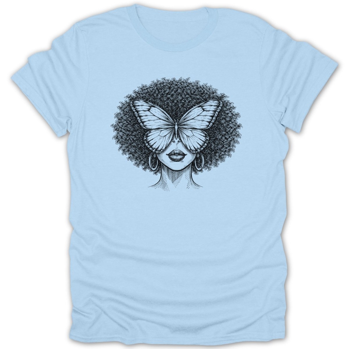 Afro Woman Butterfly Face Tee - Zion Threadz