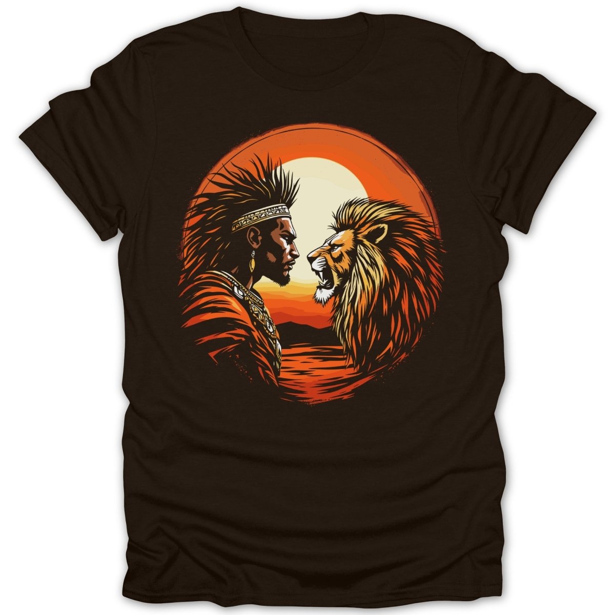 Warrior Lion Stare Sunset Tee - Zion Threadz