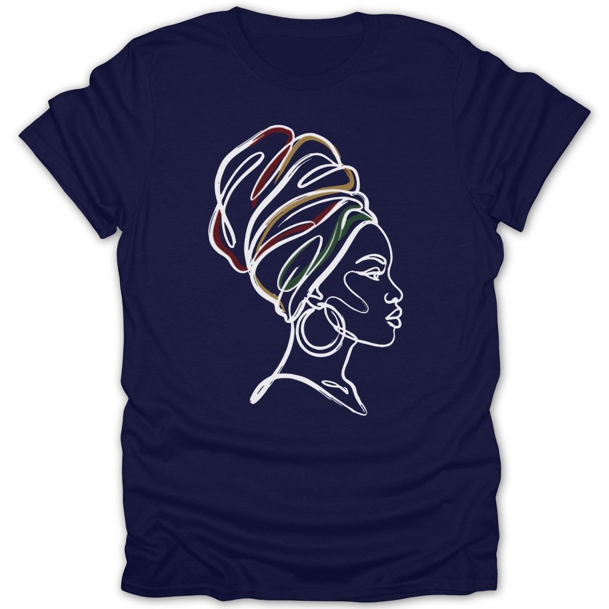 African Queen Head Wrap Line Art Tee - Zion Threadz