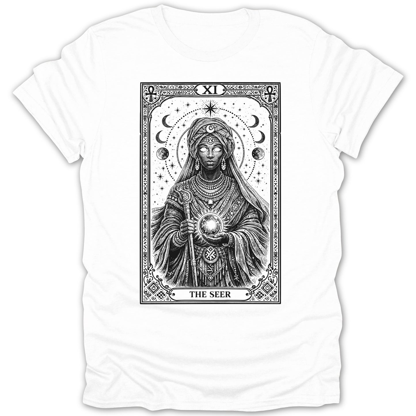 XI THE SEER Tarot Card Mystical Celestial Woman product type
Tarot Card
The Seer
Mystical
Celestial
Oracle
Psychic
Divination
Spiritual
Esoteric
Witchy
Occult
Goddess
Moon Phases
Stars
Crystal Ball
Fantasy Art
Black White
Boho Style
Magic
Fortune Teller