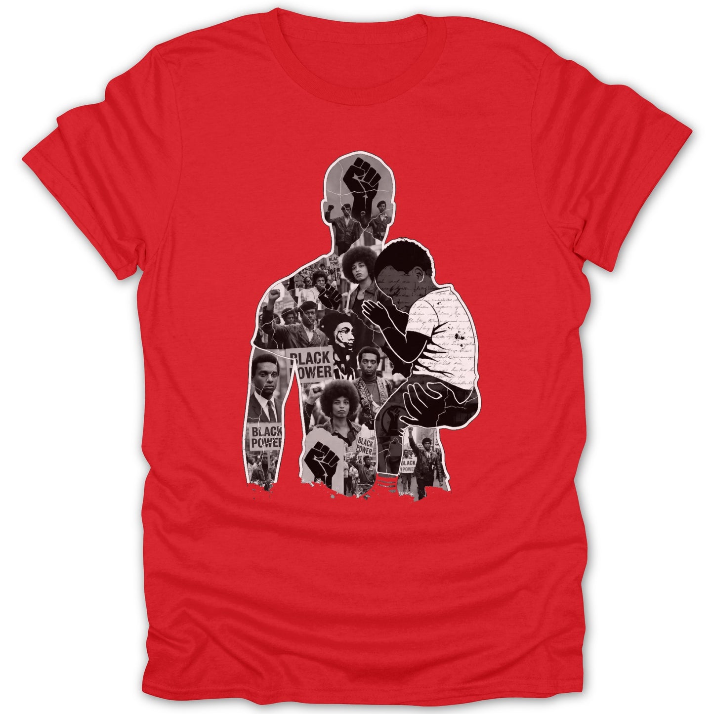 Black Power Inspiration Collage Design Red Shirt