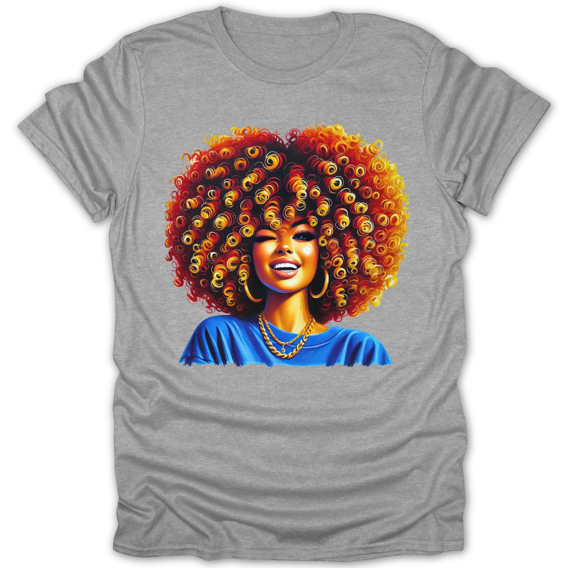 Bold Afro Art on Grey Personalized T-Shirt product type
