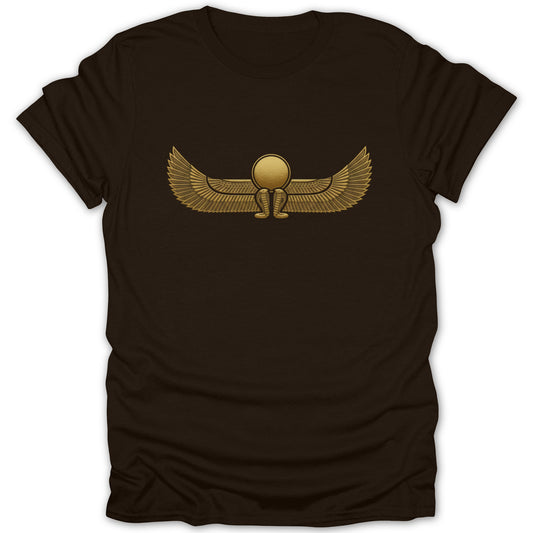 Golden Winged Sun God Symbol T-Shirt Design