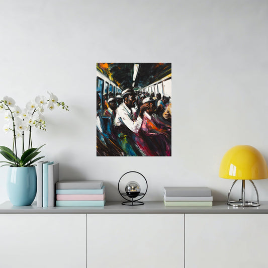 Vibrant People on Train Abstract Art Print product