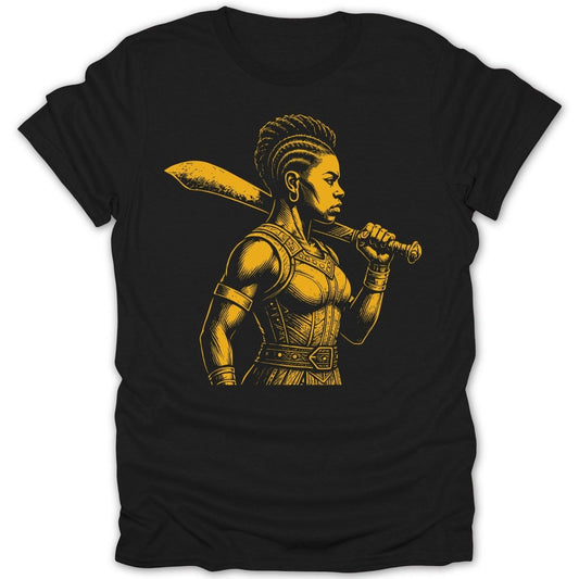 Fearless Kpojito (Woman King) Gold Illustration Tee - Zion Threadz