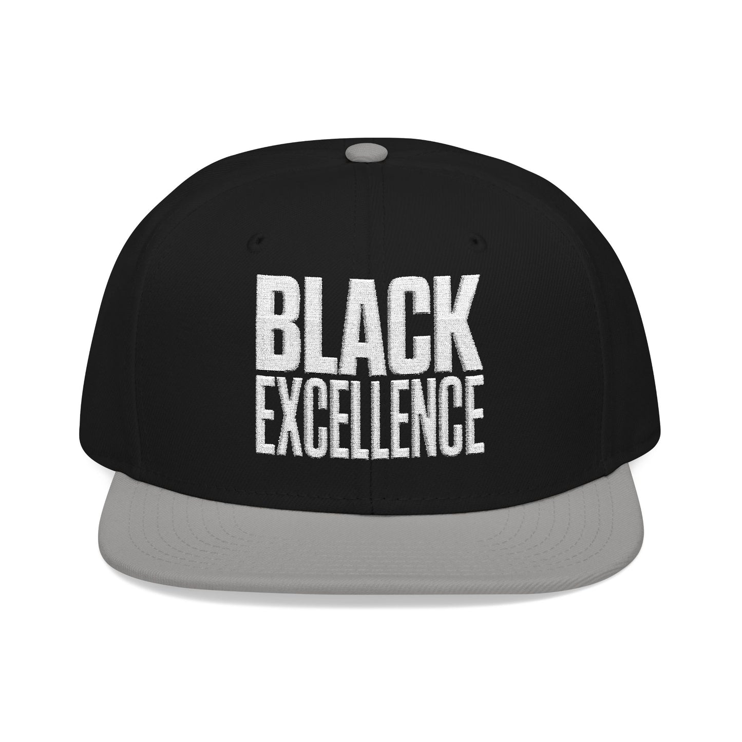 Black and grey snapback hat with "BLACK EXCELLENCE" embroidered on the front.