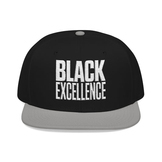 Black and grey snapback hat with "BLACK EXCELLENCE" embroidered on the front.