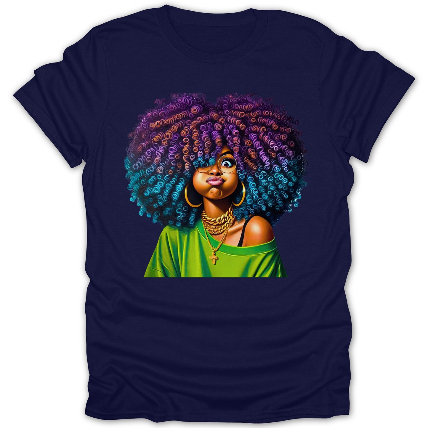 Vibrant Graphic Tee with Artistic Afro Design product type