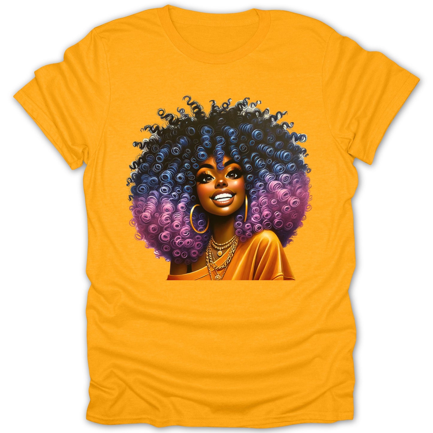 Vibrant Afro Portrait with Colorful Curls T-Shirt product