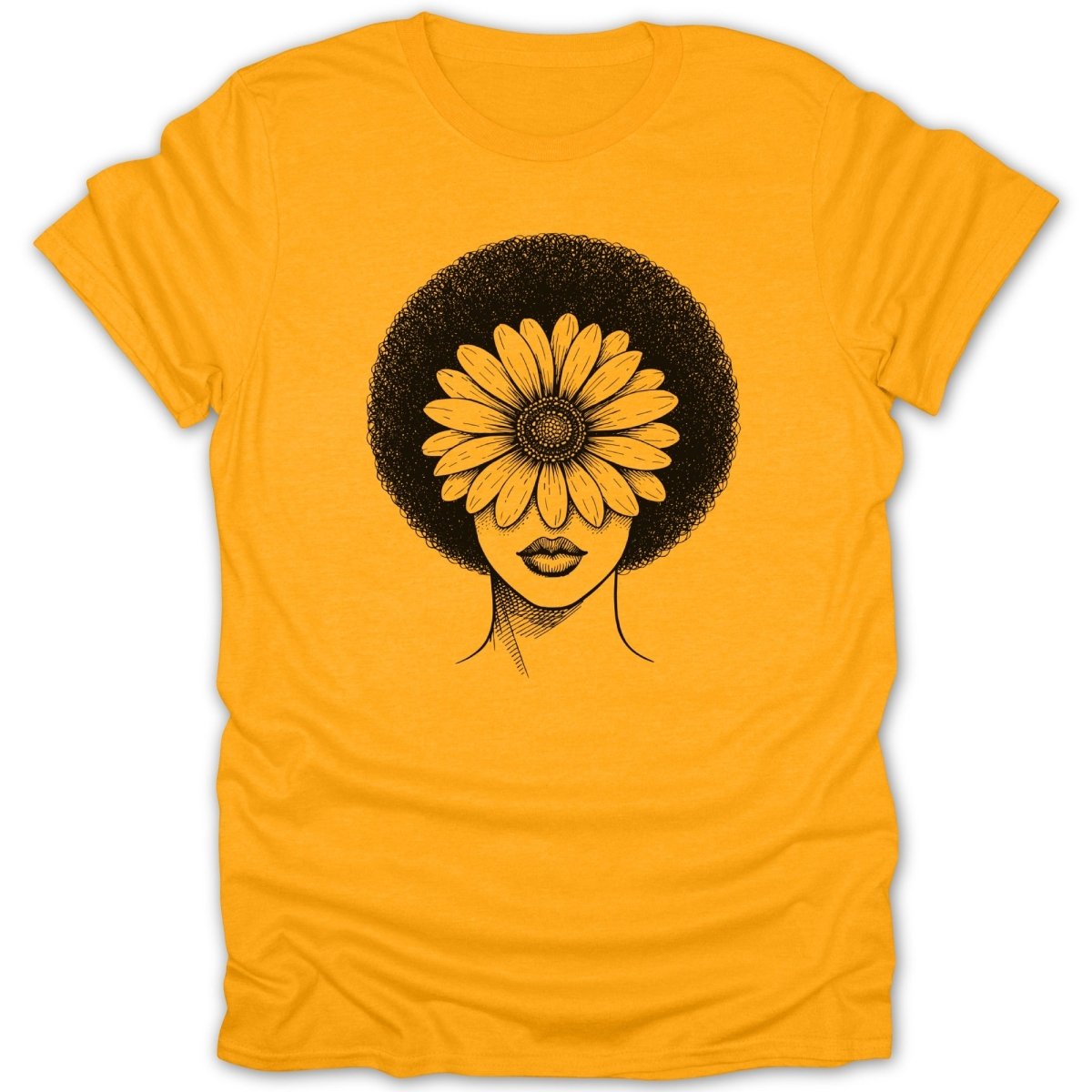 Afro Woman Daisy Flower Tee - Zion Threadz