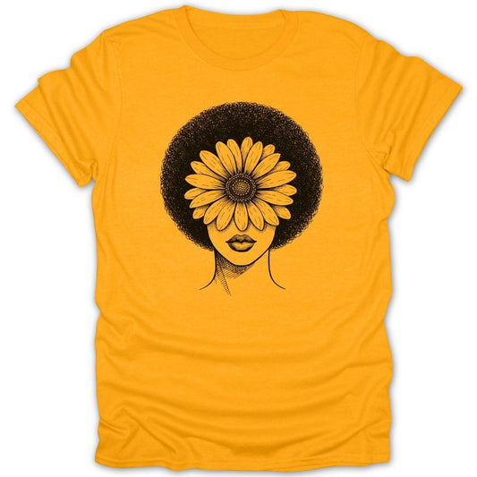 Afro Woman Daisy Flower Tee - Zion Threadz