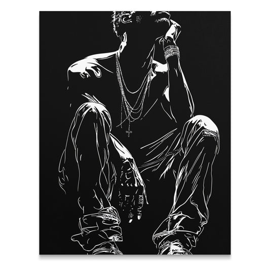 Reflective Hip Hop Art Black White Outline Poster product
