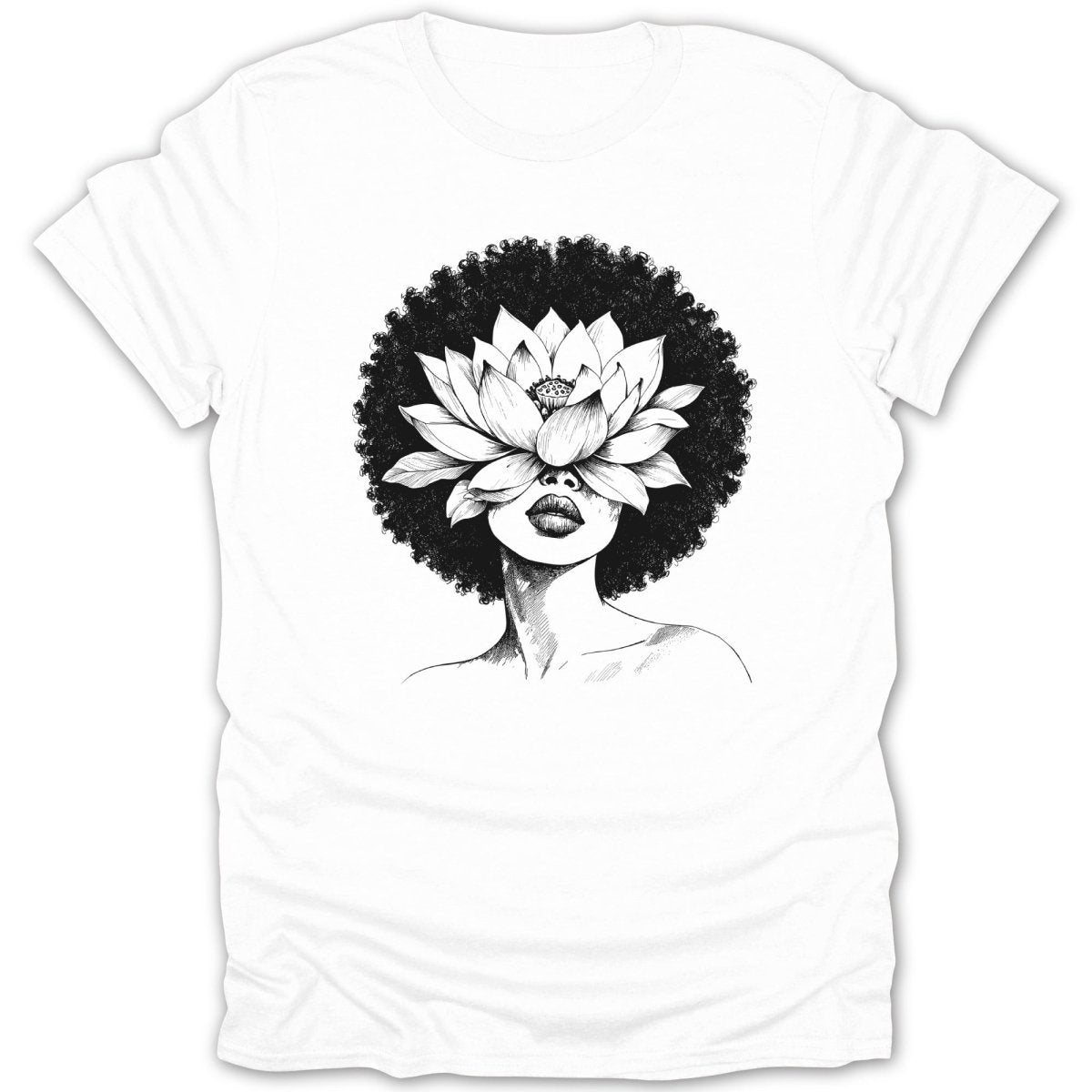 Afro Woman Lotus Flower Tee - Zion Threadz