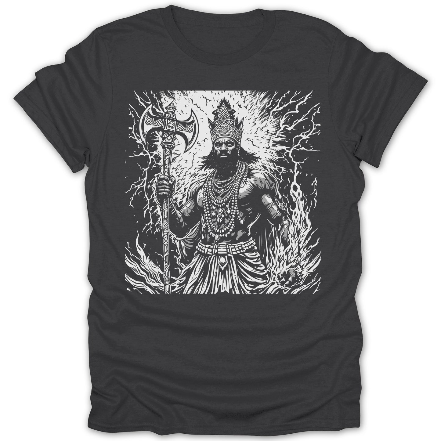 Powerful Warrior with Axe and Lightning T-shirt