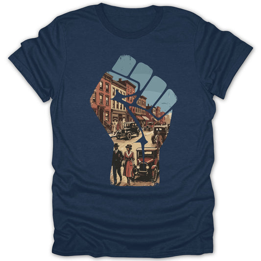 Historical Urban Scene in Fist Graphic T-Shirt