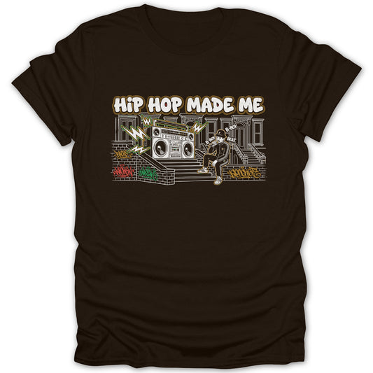 Hip Hop Made Me Graphic Tee with Boombox Design
