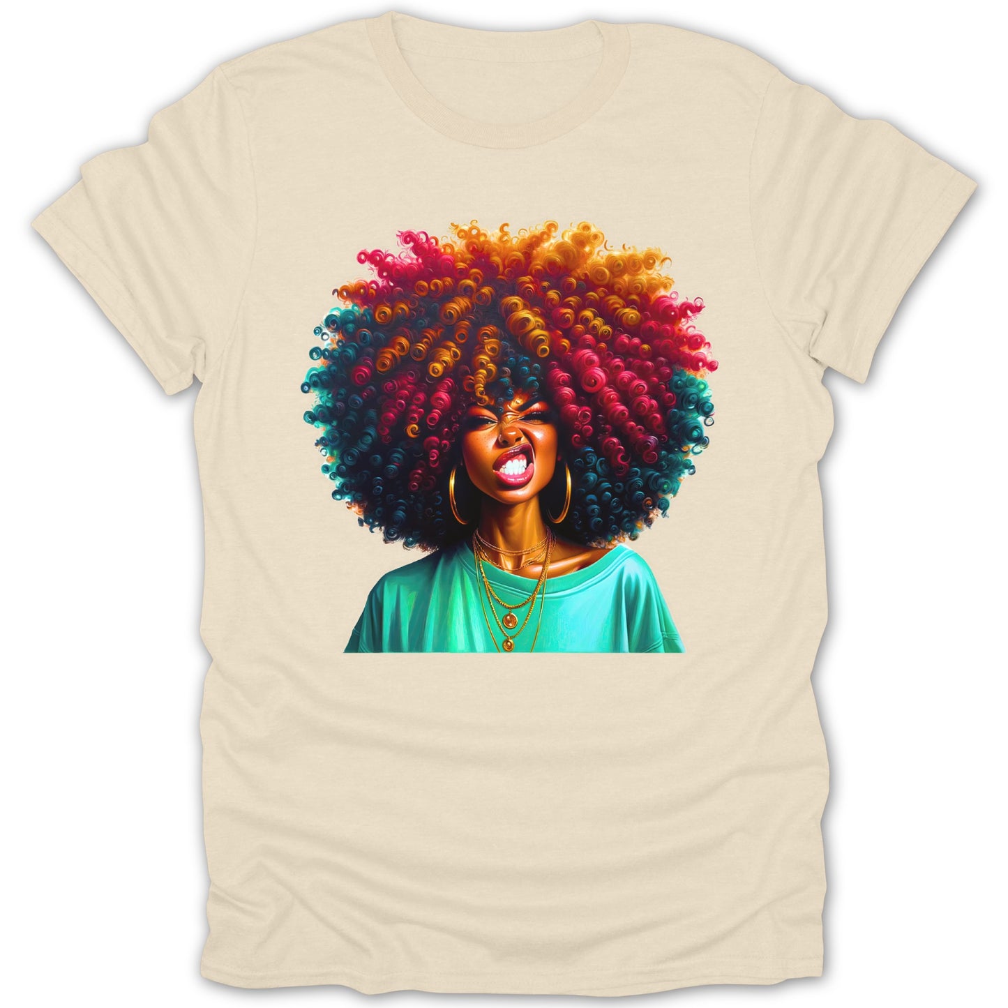 Colorful Afro Portrait Printed T-shirt product type