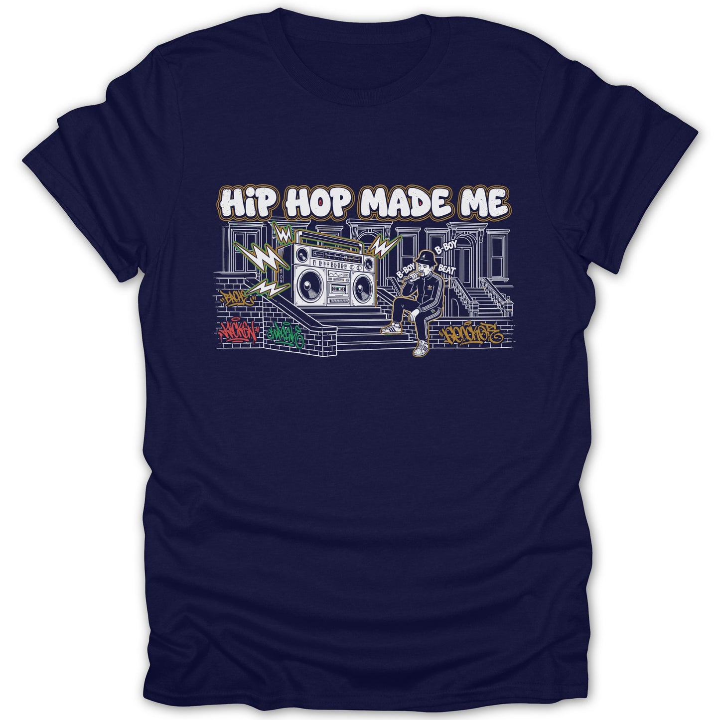 Hip Hop Made Me Graphic Tee with Boombox Design
