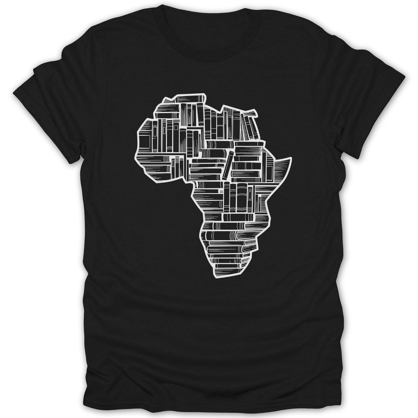 Africa Map Bookshelf Print Black T-shirt product