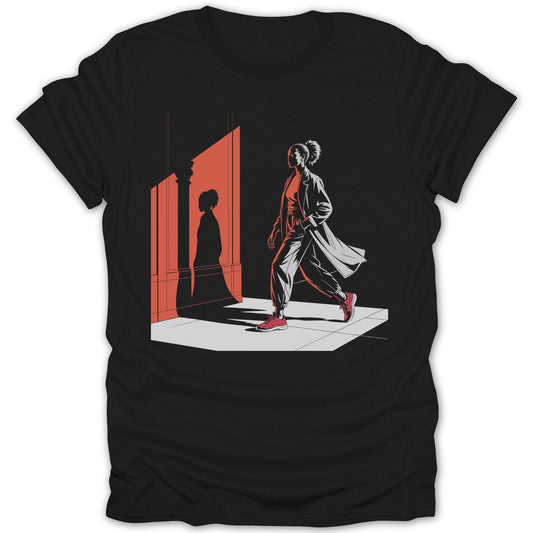 Woman Walking Past Building Design T-Shirt product type