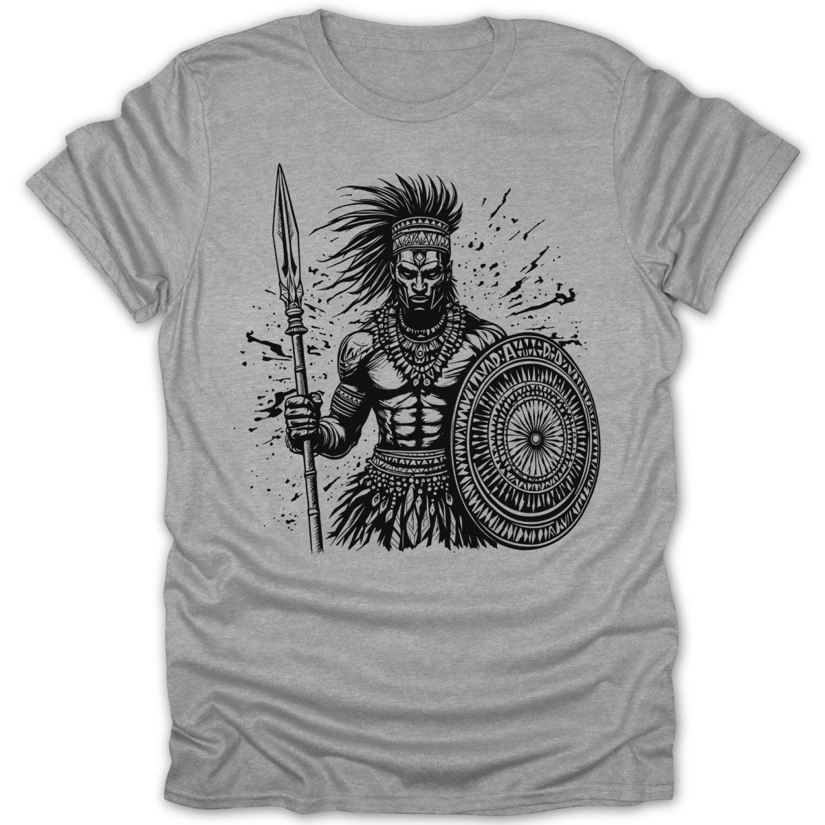 Tribal Warrior With Spear And Shield Tee - Zion Threadz