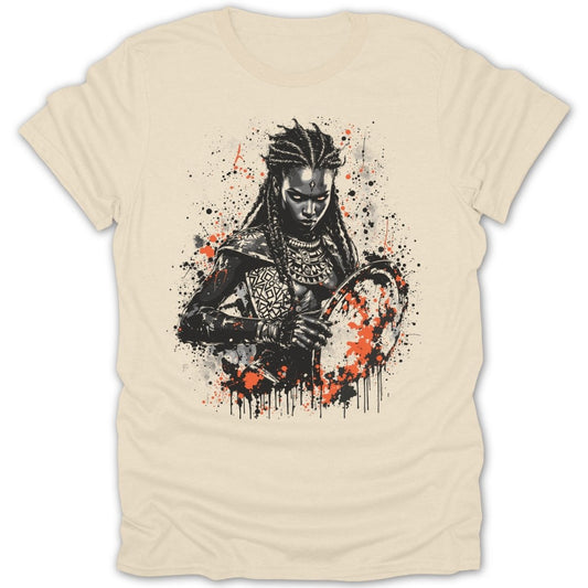 Black and Orange Female Tribal Warrior Tee - Zion Threadz