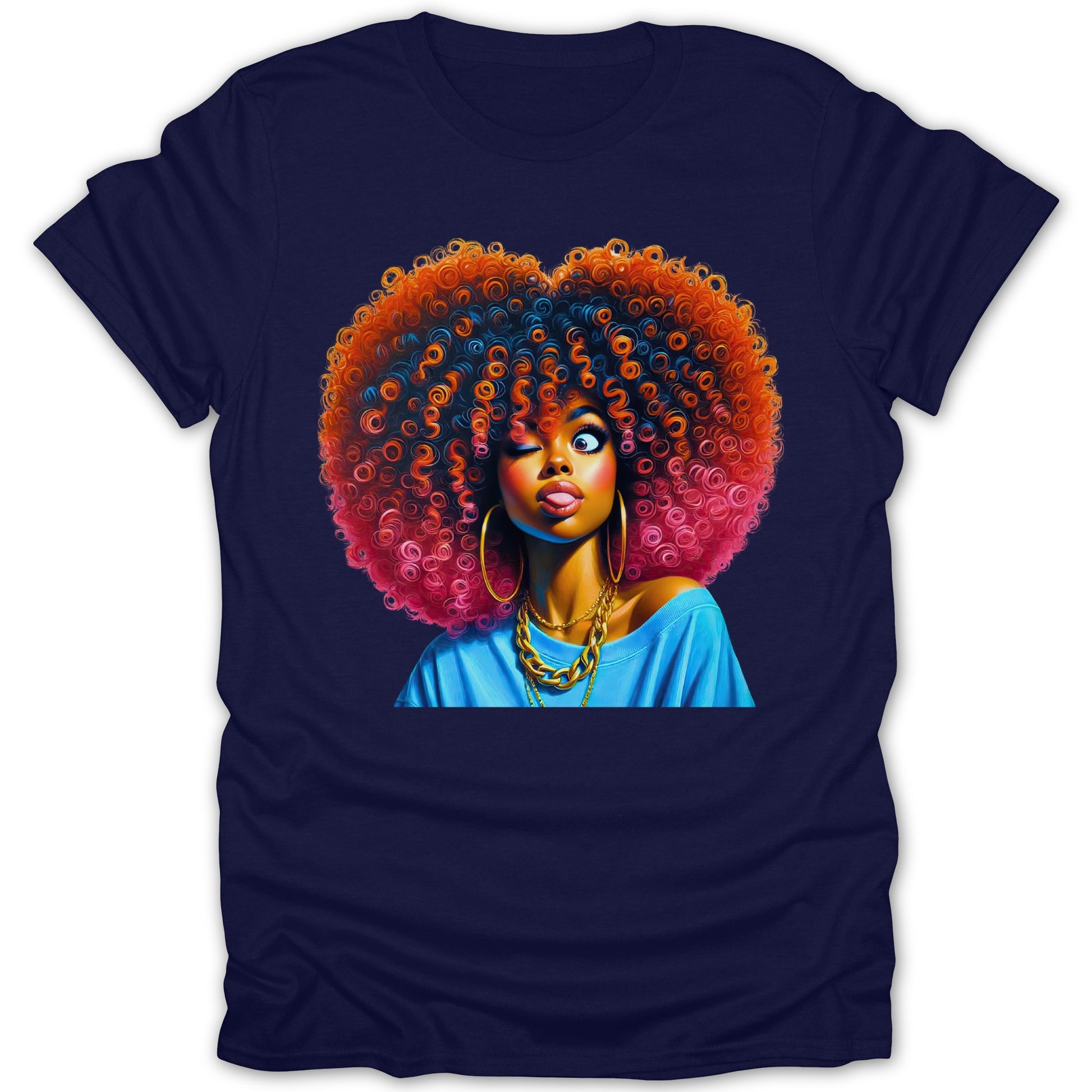 Vibrant Artistic Hair Portrait on Stylish T Shirt Product