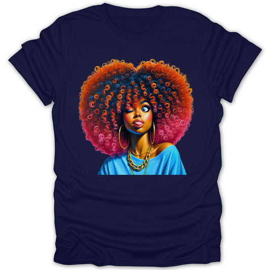 Vibrant Artistic Hair Portrait on Stylish T Shirt Product
