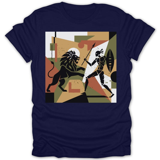 African Warrior Vs. Lion Abstract Tee - Zion Threadz