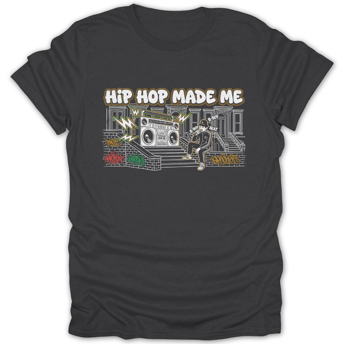 Hip Hop Made Me Graphic Print T-Shirt Urban Style