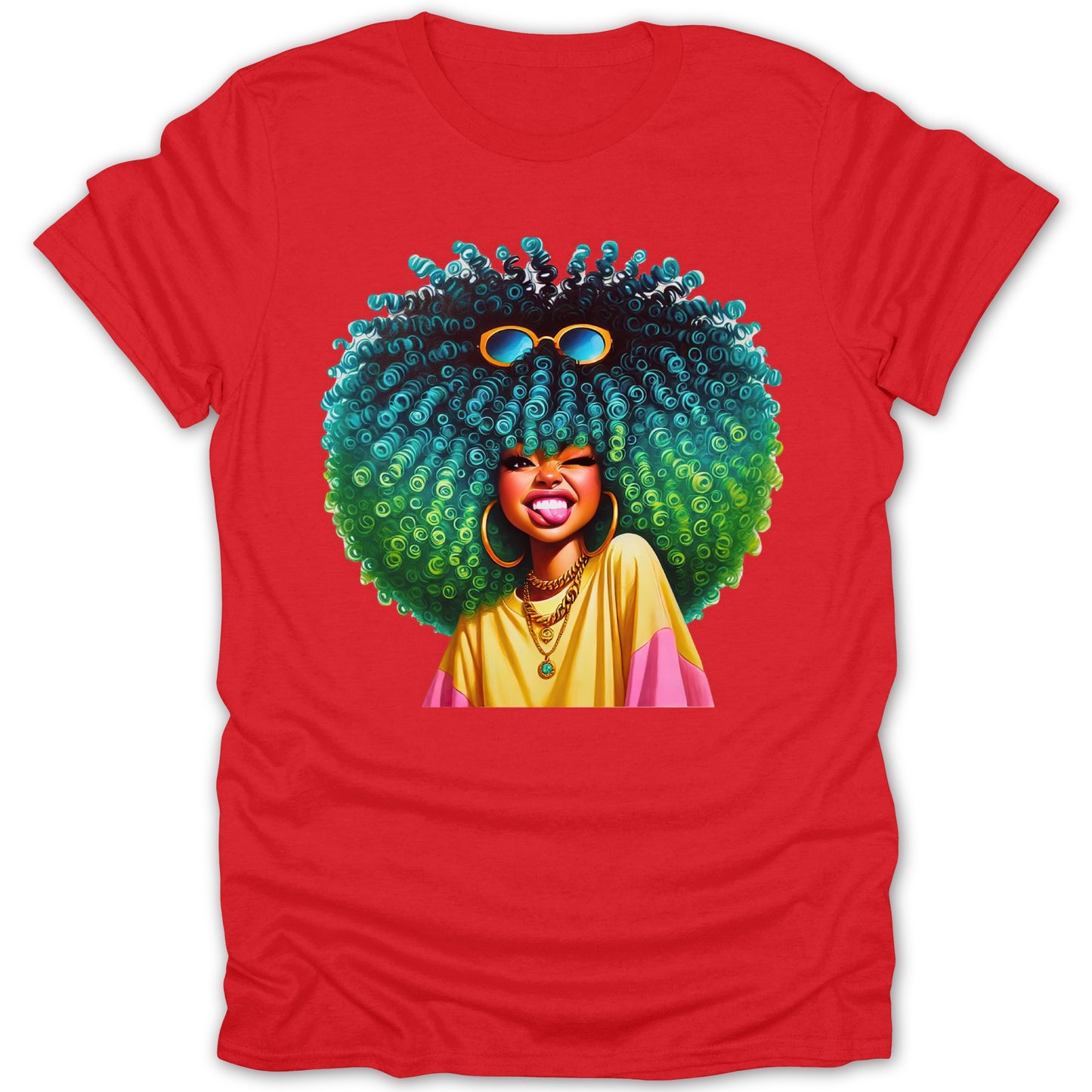 Eye Catching Bright Afro Design Red T-Shirt product type