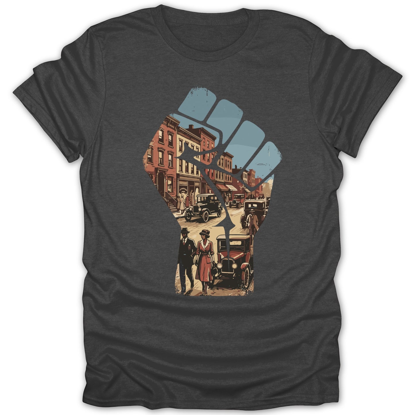 Vintage Urban Scene Power Symbol Graphic Shirt