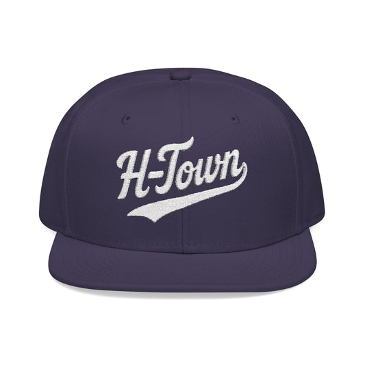 Dark purple snapback hat with "H-Town" embroidered in white script.